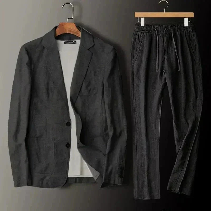 Men's Linen Blazer and Trousers Set