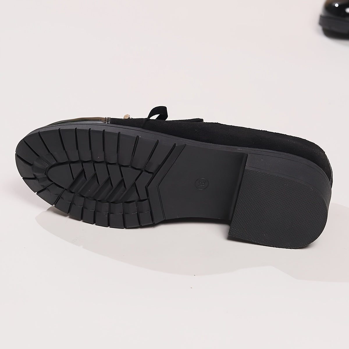 Women's Suede and Patent Loafers with Bow Detail