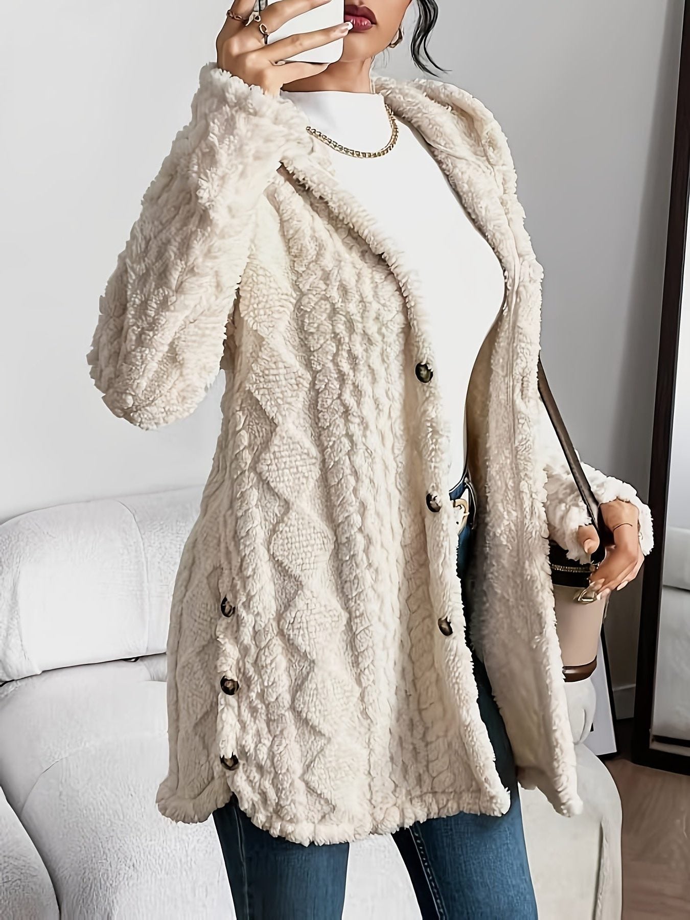 Women's Fleece Oversized Hooded Cardigan