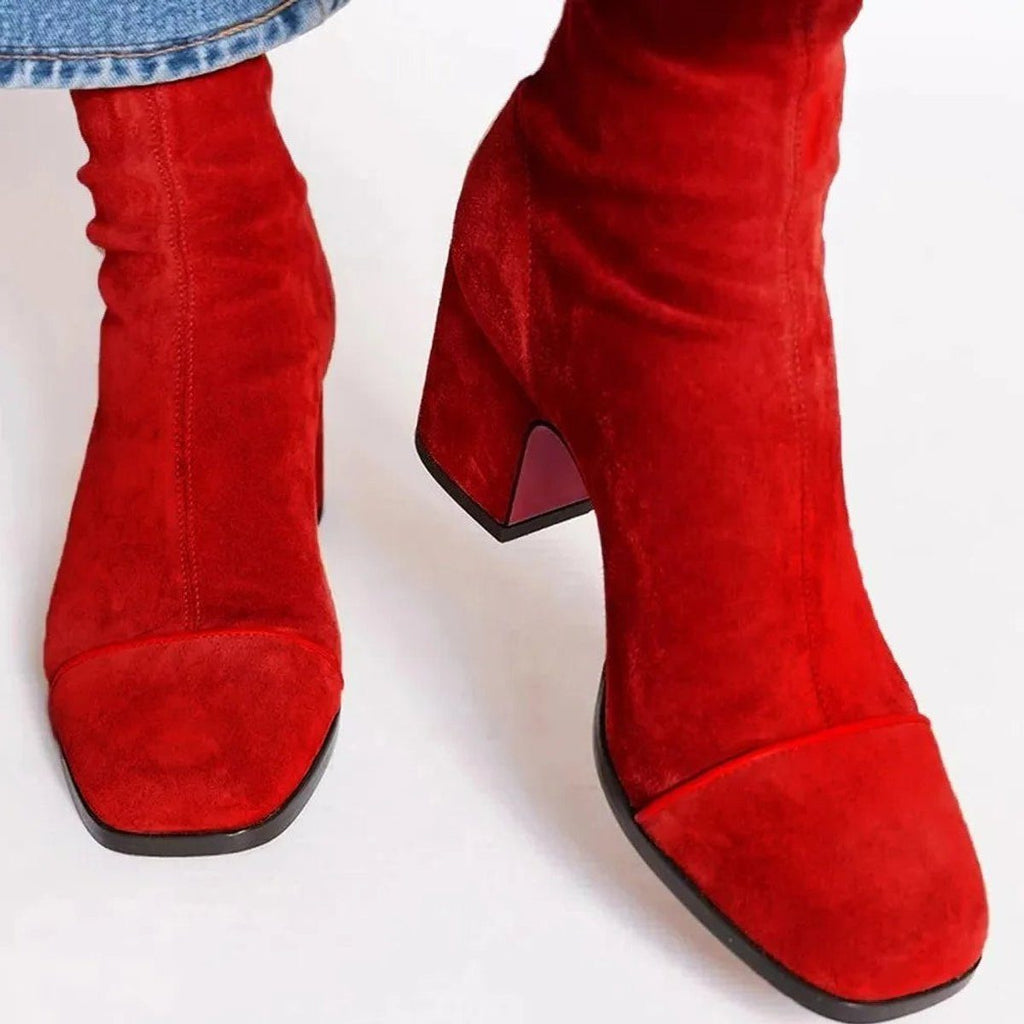 Women's Suede Block Heel Ankle Boots