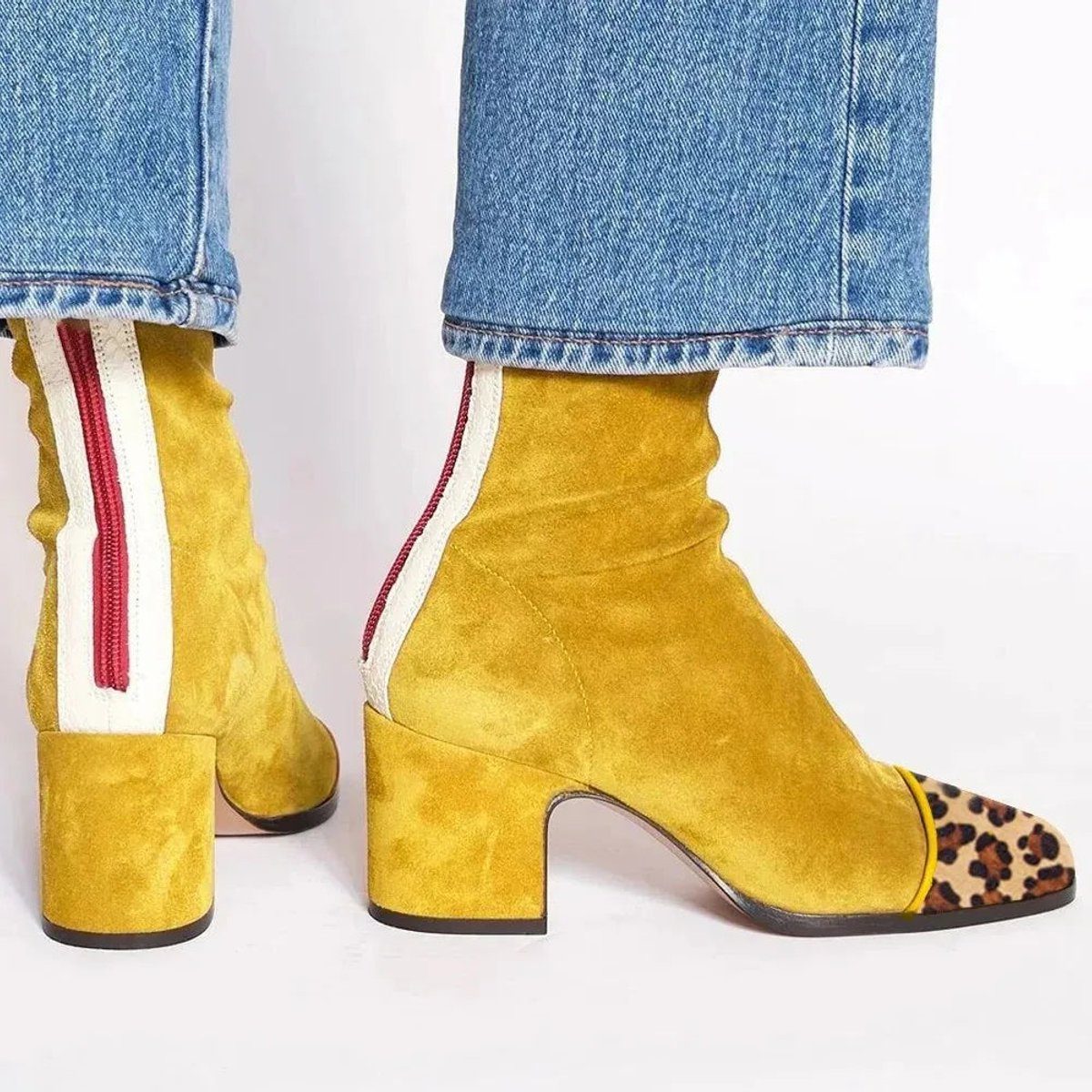 Women's Suede Block Heel Ankle Boots