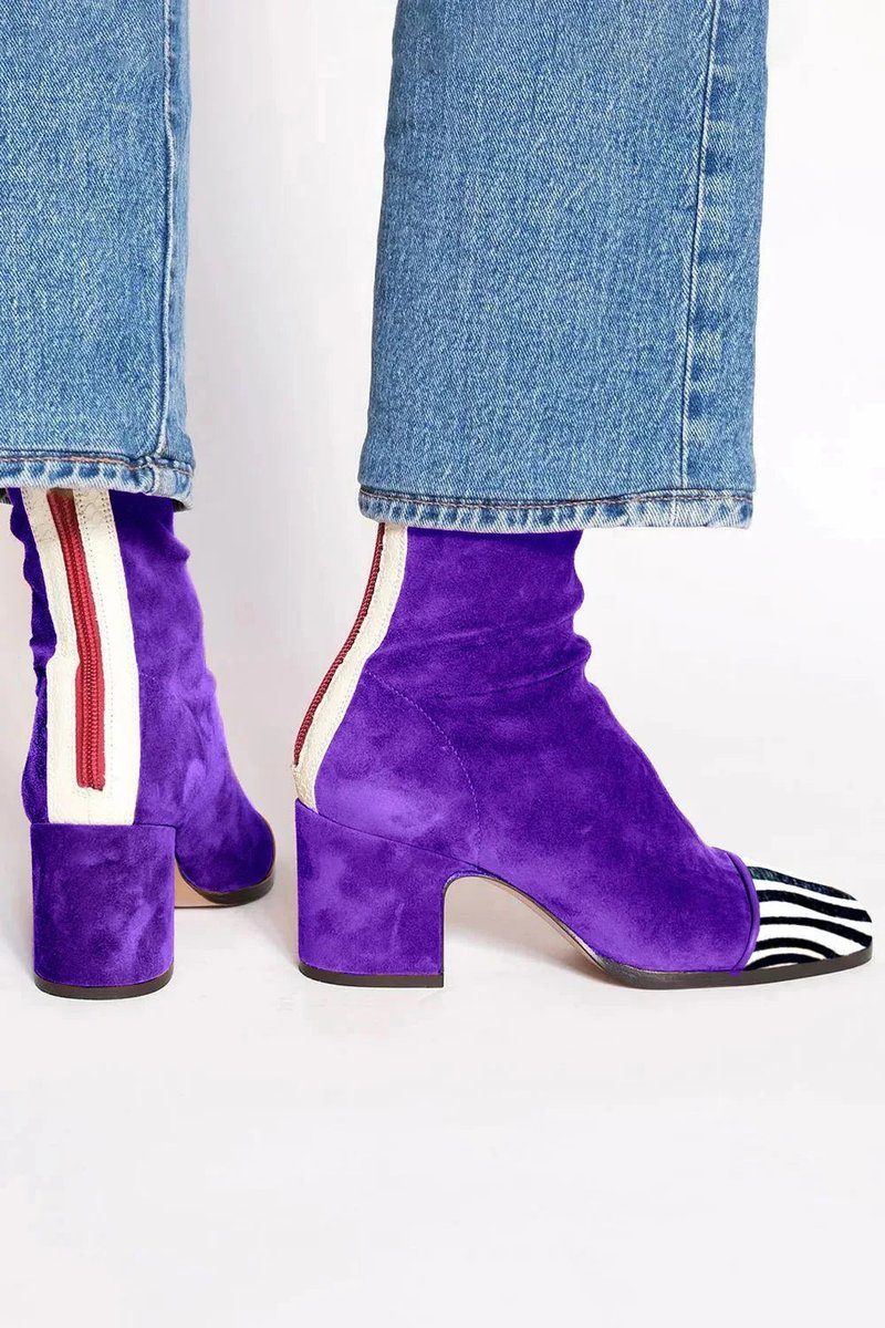 Women's Suede Block Heel Ankle Boots