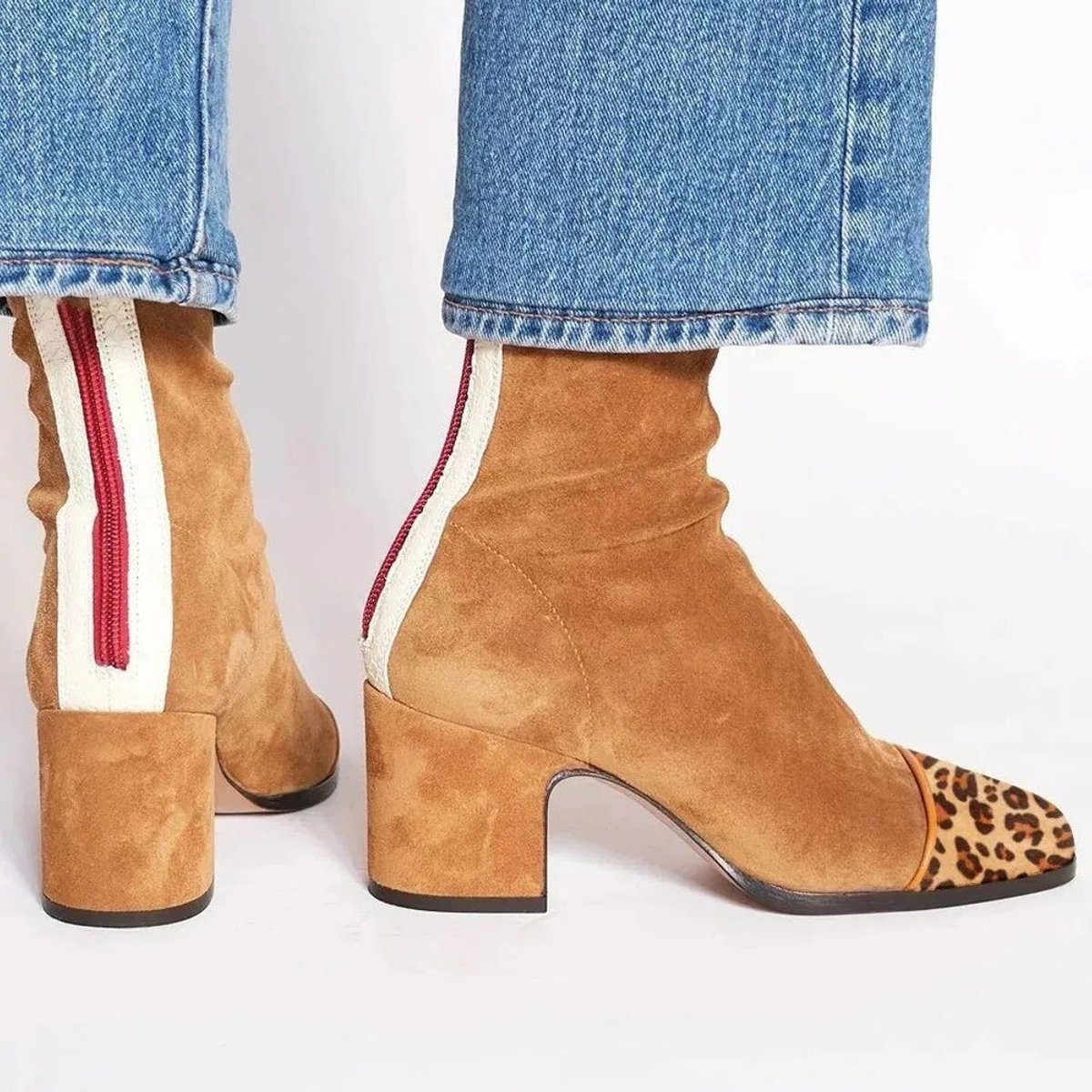 Women's Suede Block Heel Ankle Boots