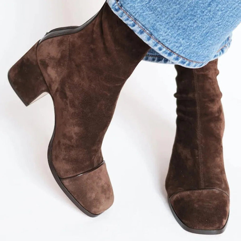 Women's Suede Block Heel Ankle Boots
