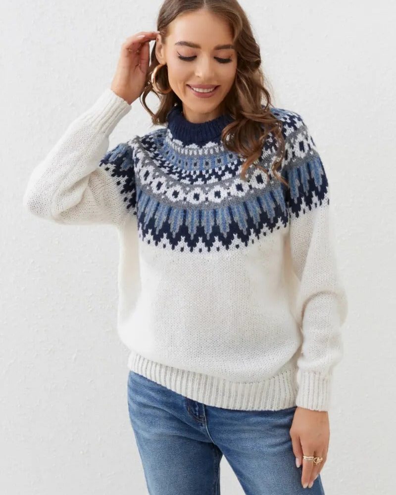 Women's Fair Isle Yoke Crew Neck Sweater