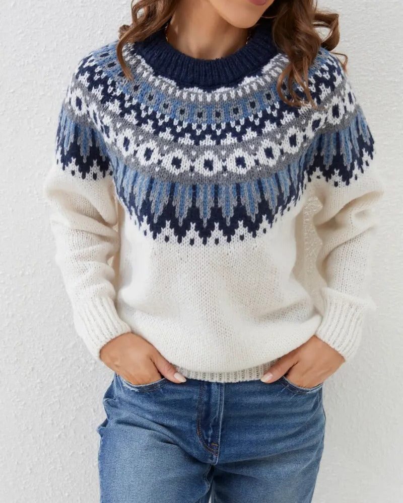 Women's Fair Isle Yoke Crew Neck Sweater