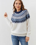 Women's Fair Isle Yoke Crew Neck Sweater - White