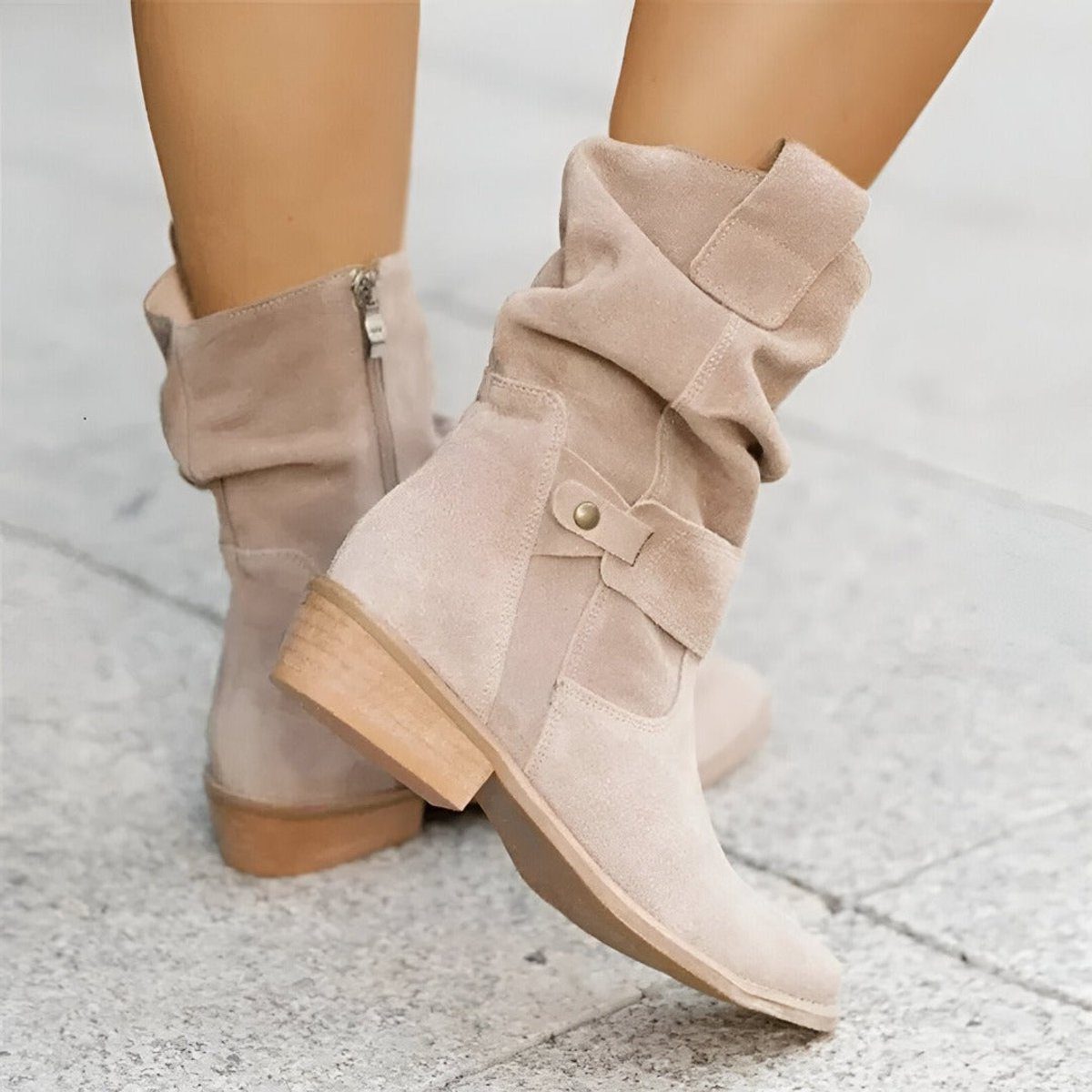 Women's Slouchy Block Heel Mid-Calf Boots
