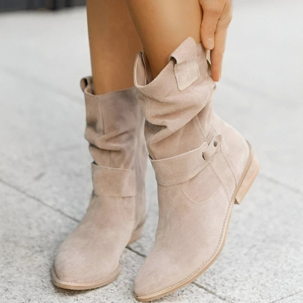 Women's Slouchy Block Heel Mid-Calf Boots