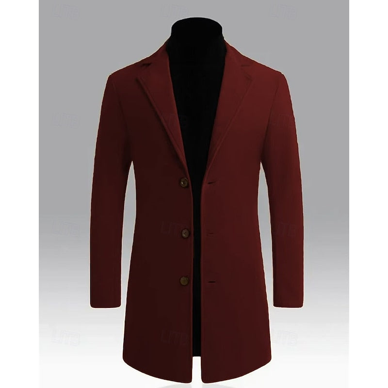 Men's Classic Long Overcoat with Roomy Pockets