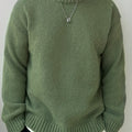 Women's Relaxed Drop-Shoulder Round Neck Sweater - Olive Green