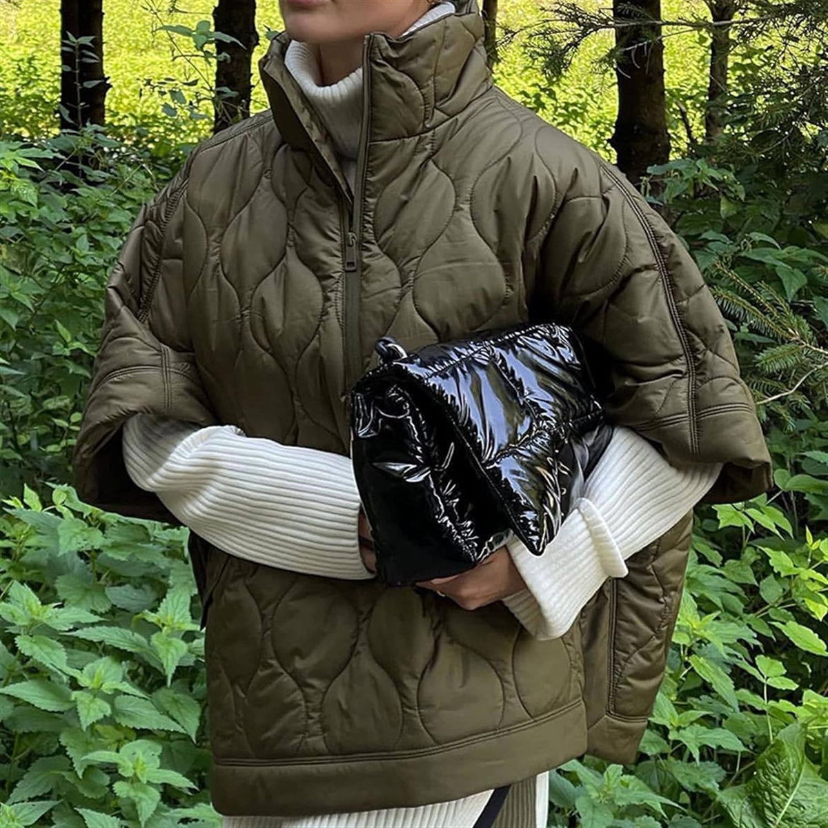 Women's Oversized Quilted Cape Jacket