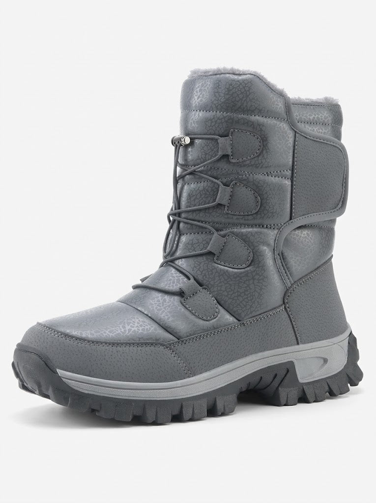 Men's Plush-Lined High-Top Snow Boots with Deep Tread Sole