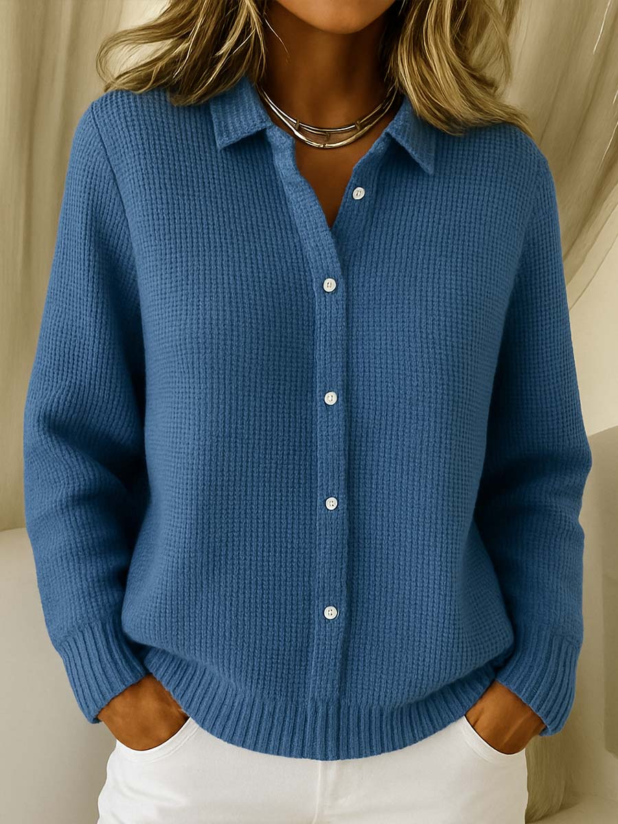 Women's Classic Button-Down Knit Cardigan - Navy Blue