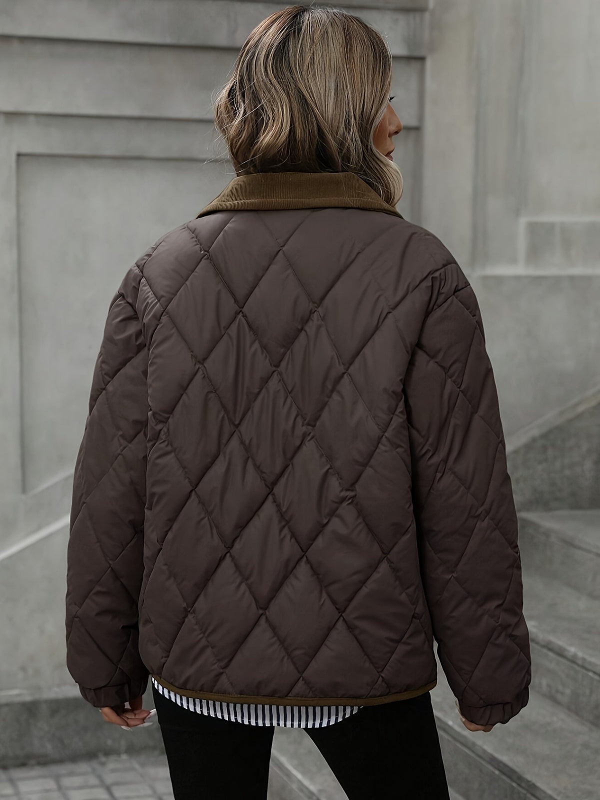 Women's Diamond-Quilted Padded Jacket - Milky