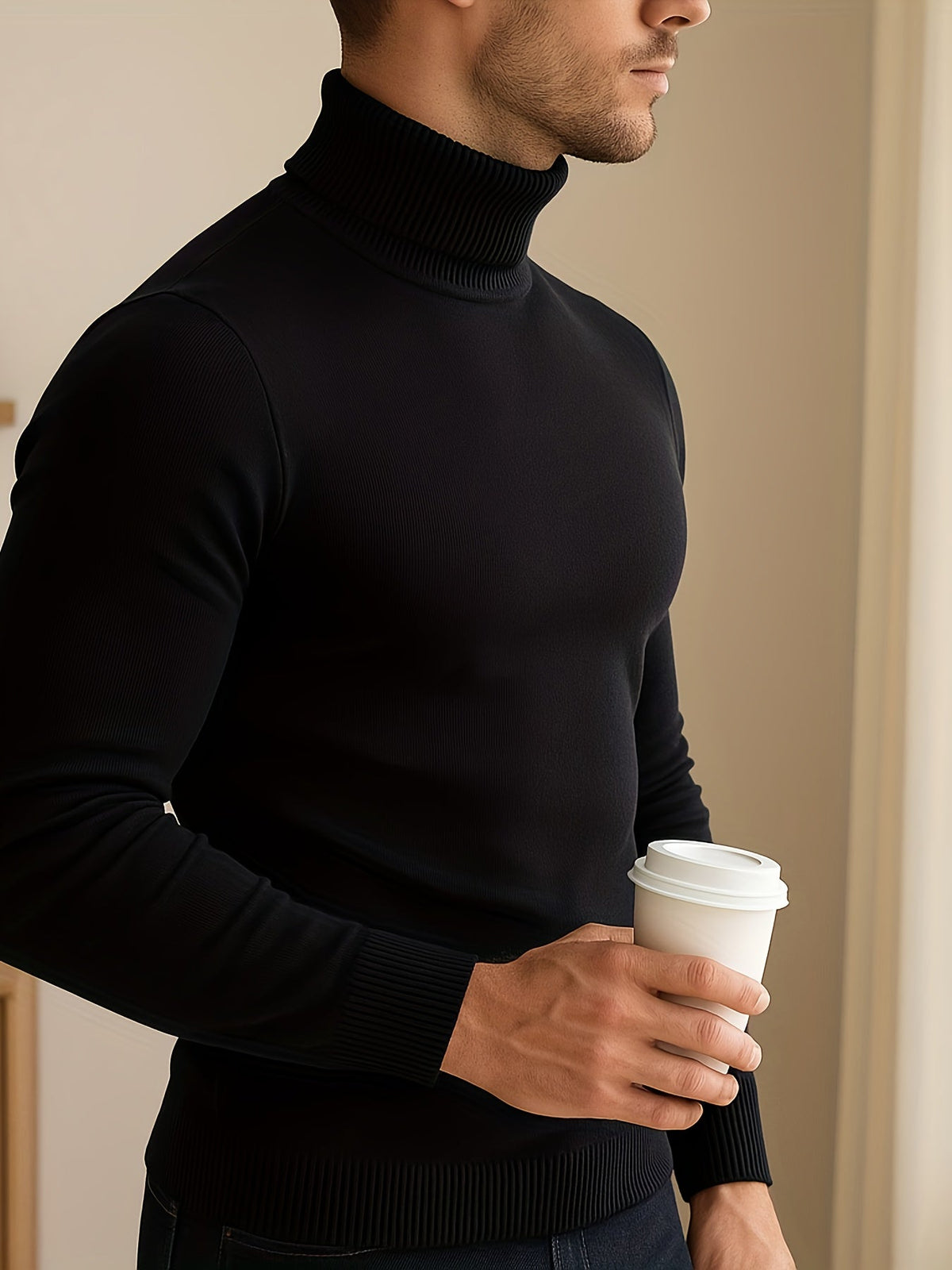 Men's Ribbed Roll-Neck Sweater