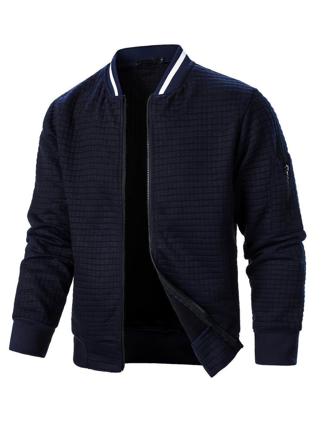 Men's Textured Zip-Up Bomber Jacket