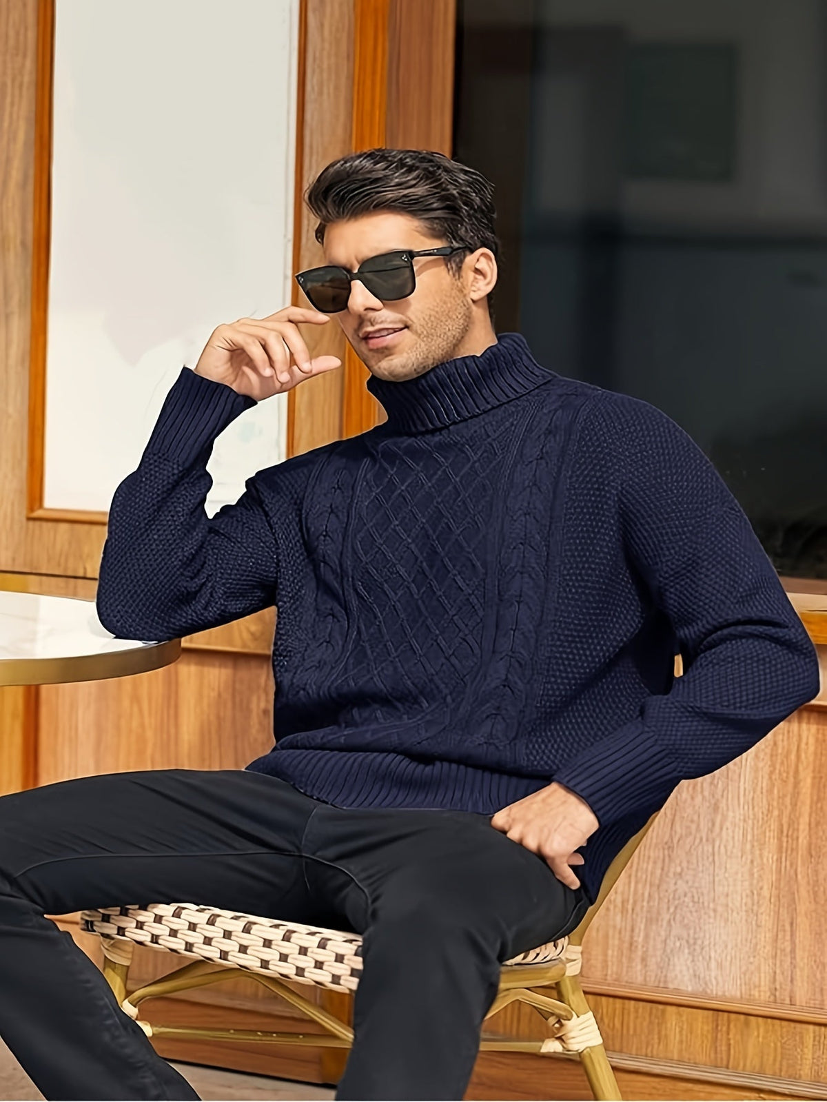 Women's Classic Cable-Knit Turtleneck Sweater in Plus Sizes