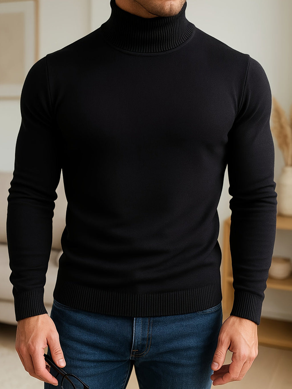 Men's Ribbed Roll-Neck Sweater