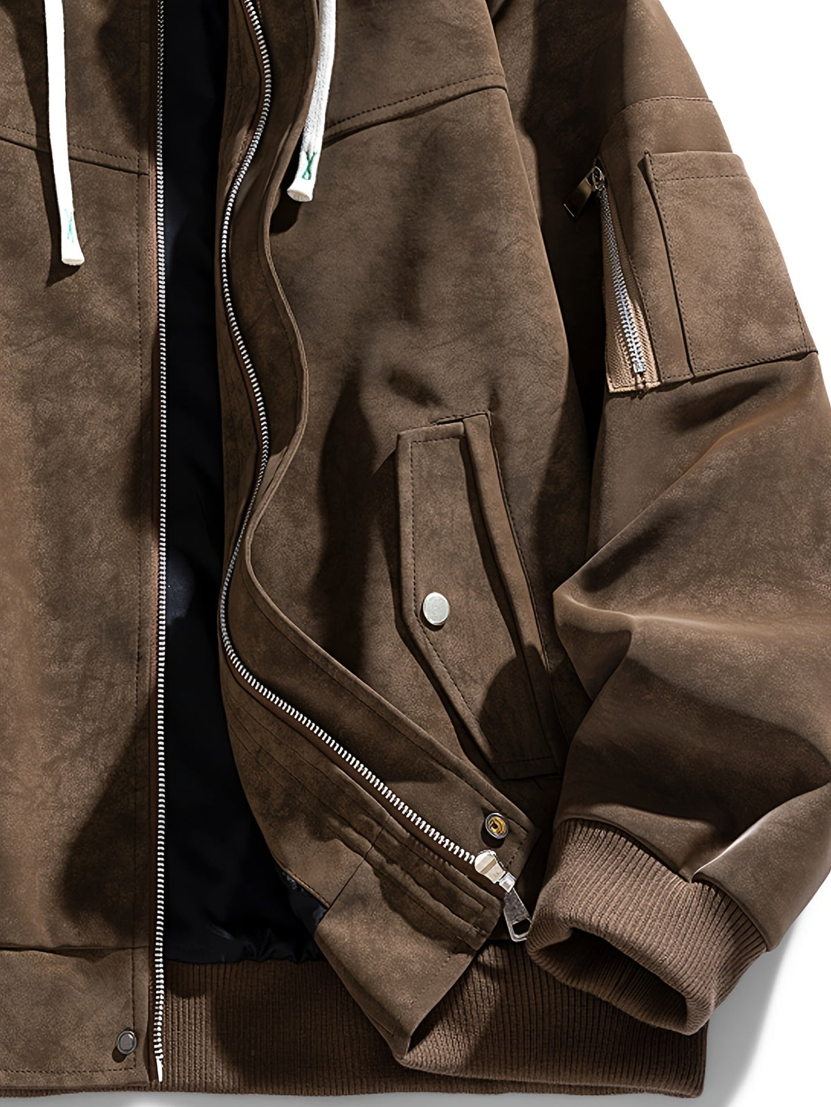 Women's Relaxed Fit Hooded Zip-Up Jacket with Sleeve Pocket