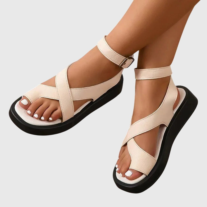 Women's Gladiator Orthopedic Sandals with Adjustable Straps - Beige