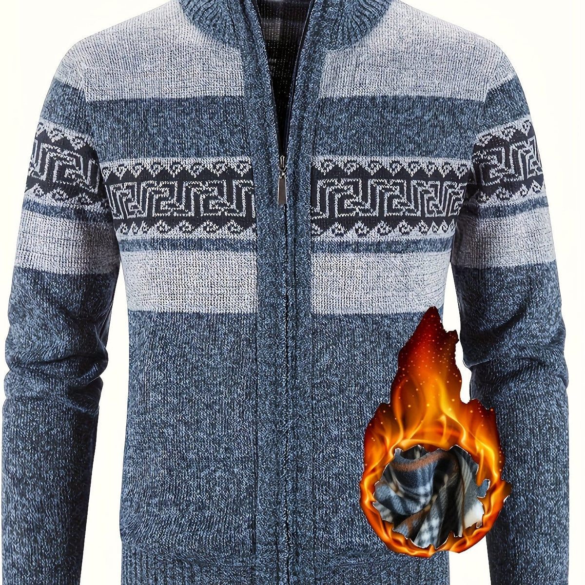 Women's Plush-Lined Full-Zip Stand Collar Cardigan - Navy