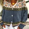 Women's Geometric Yoke Button-Front Cardigan - Navy & Cream