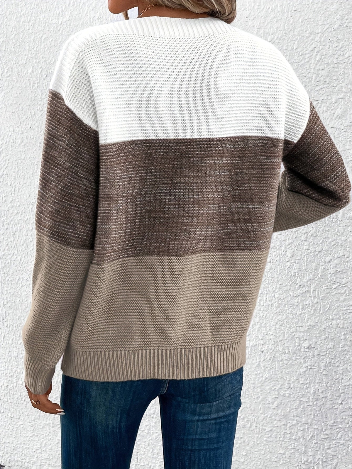 Women's Color-Blocked Drop-Shoulder Knit Sweater