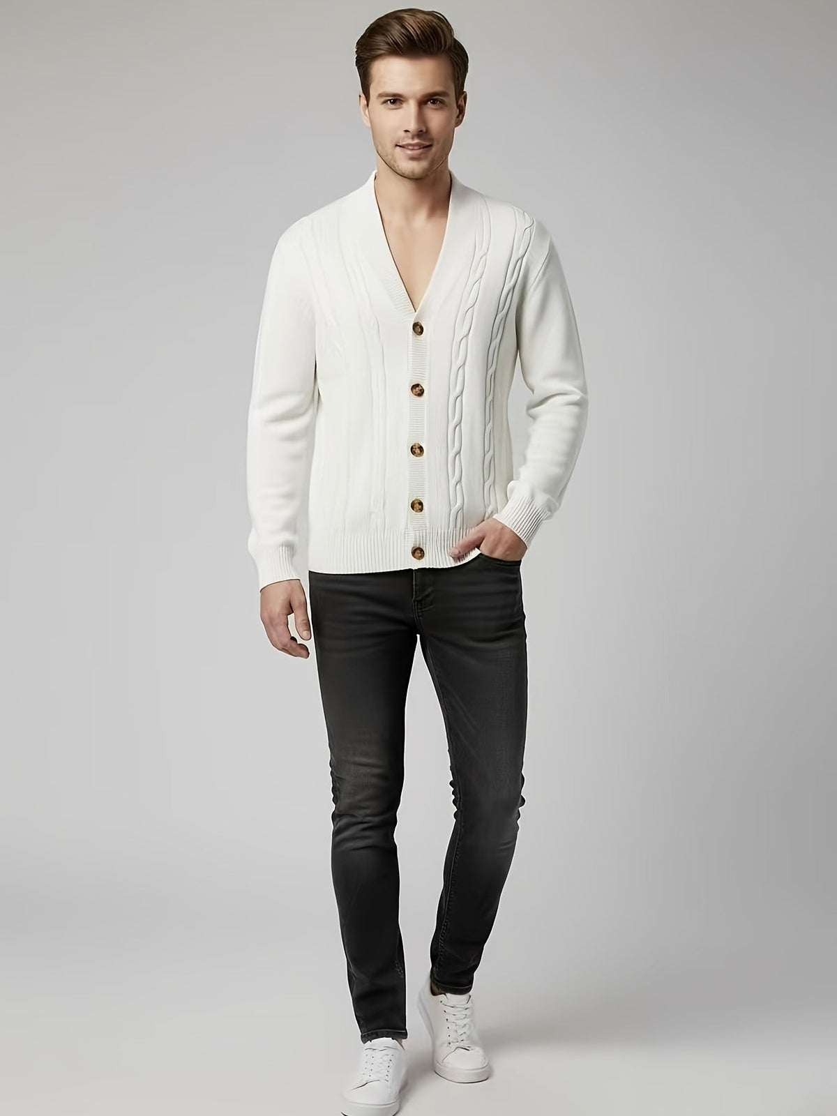 Women's Cable-Knit Button-Front Cardigan
