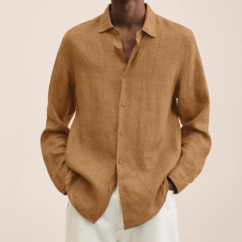 Men's Long-Sleeve Button-Up Shirt - Brown