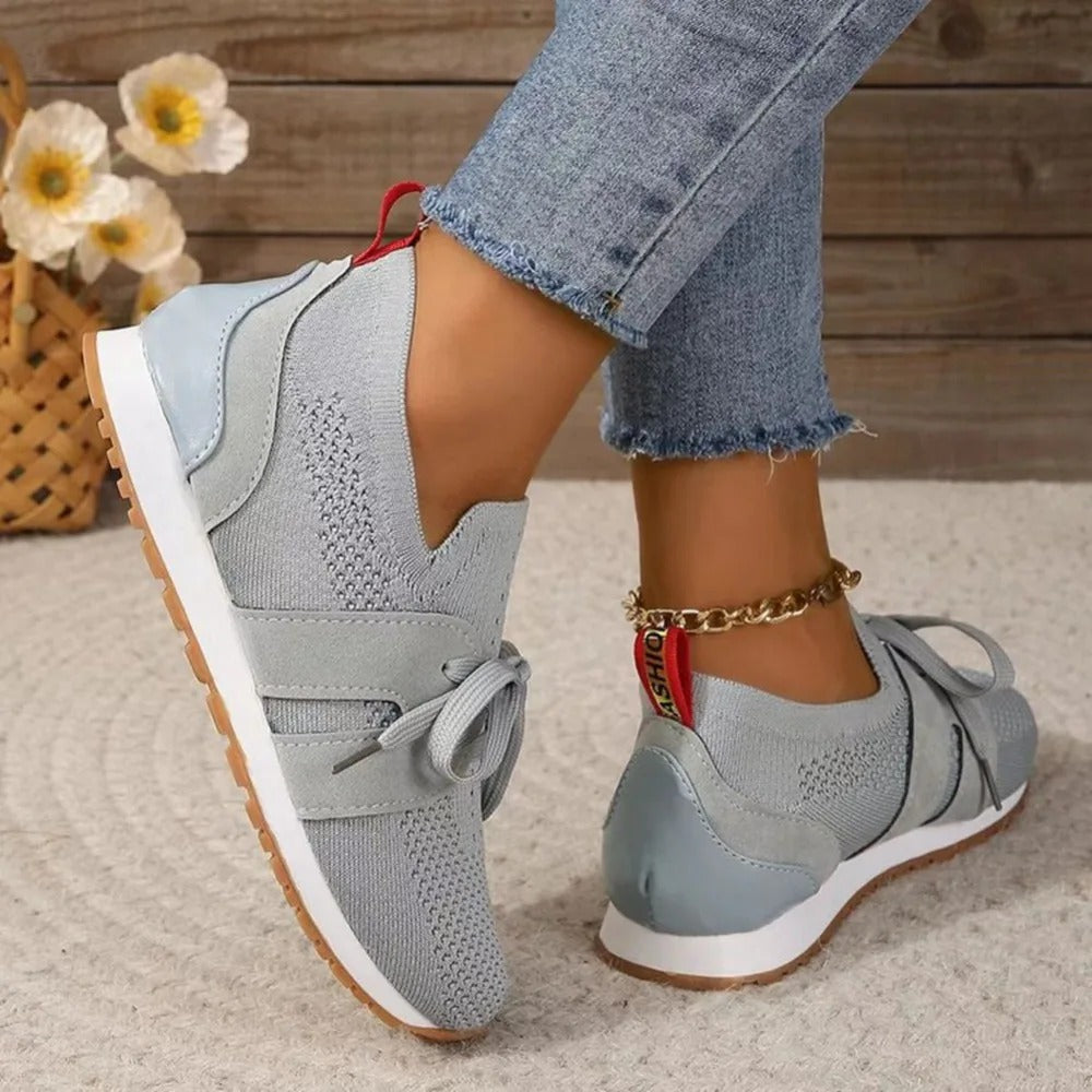 Women's Orthopedic Slip-On Sneakers with Lace Detail