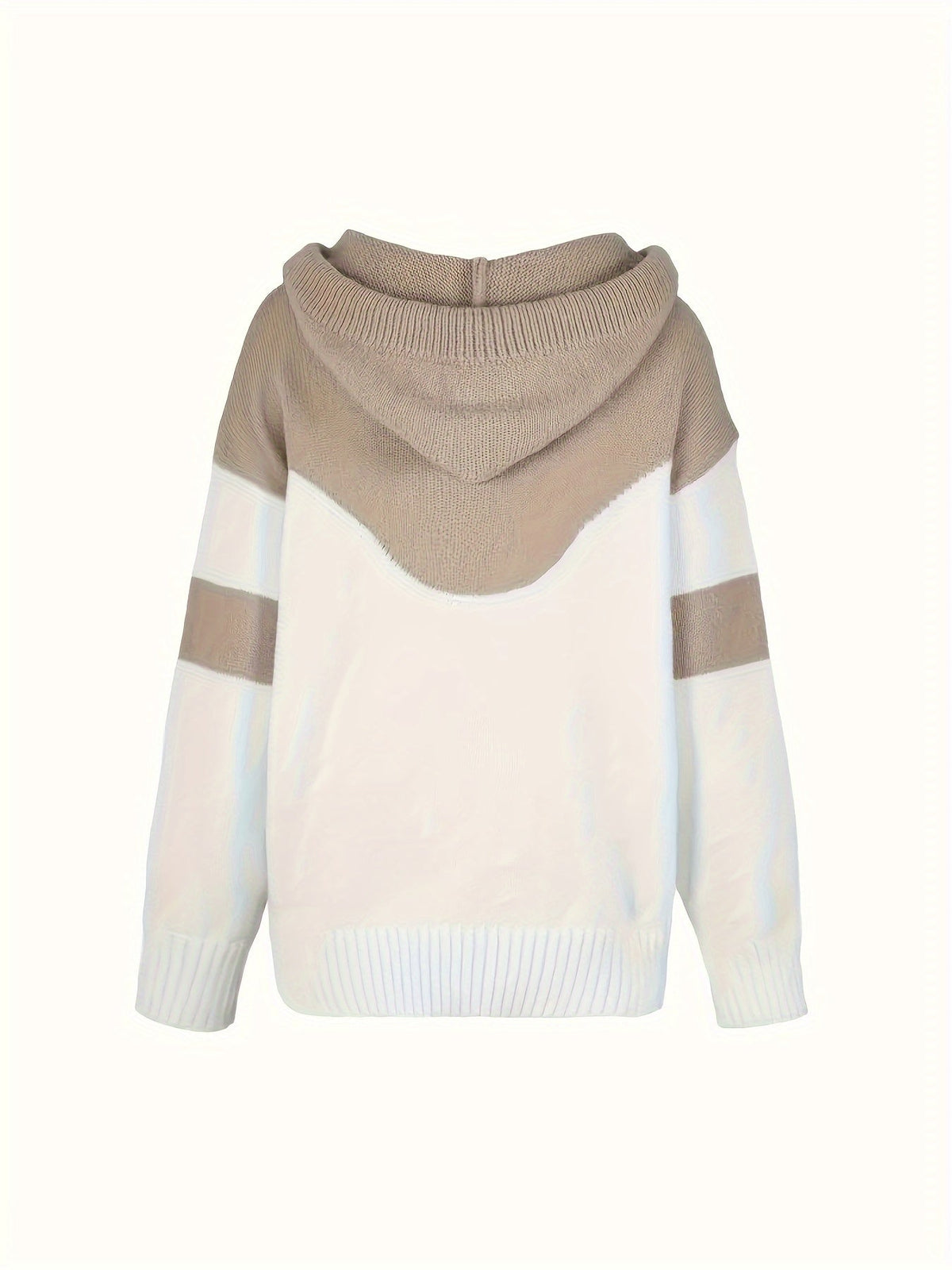 Women's Two-Tone Color-Block Drawstring Hooded Pullover