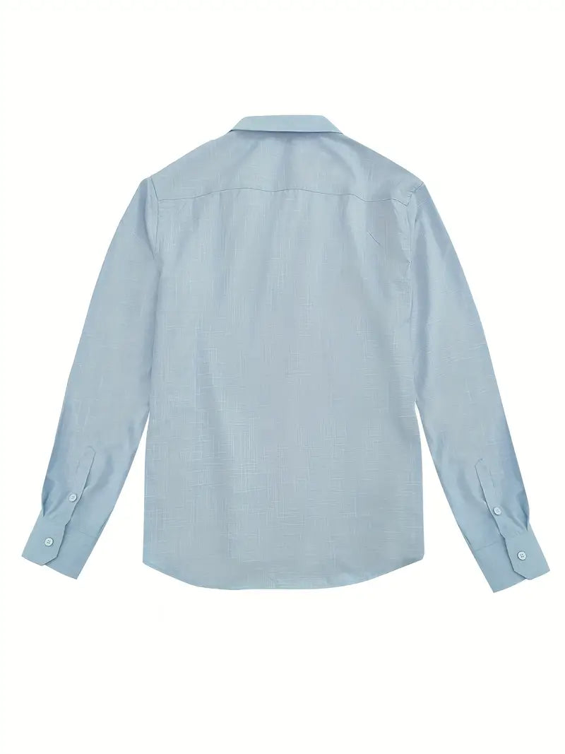 Men's Tailored Button-Up Shirt with Contrast Collar and Cuffs