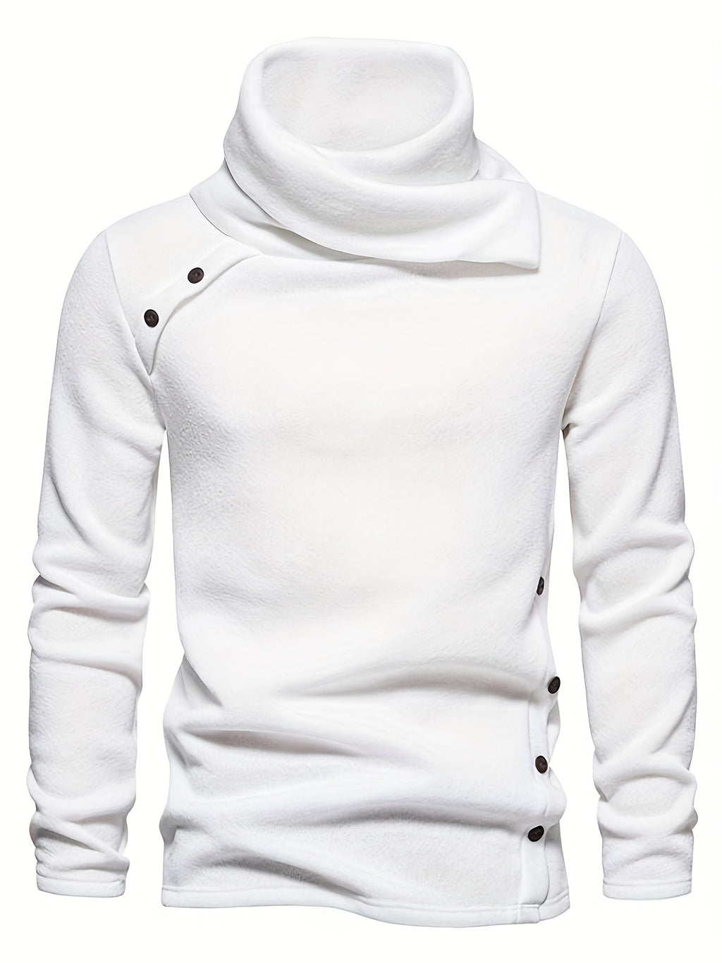 Women's Slouchy Collar Sweater with Button Accents
