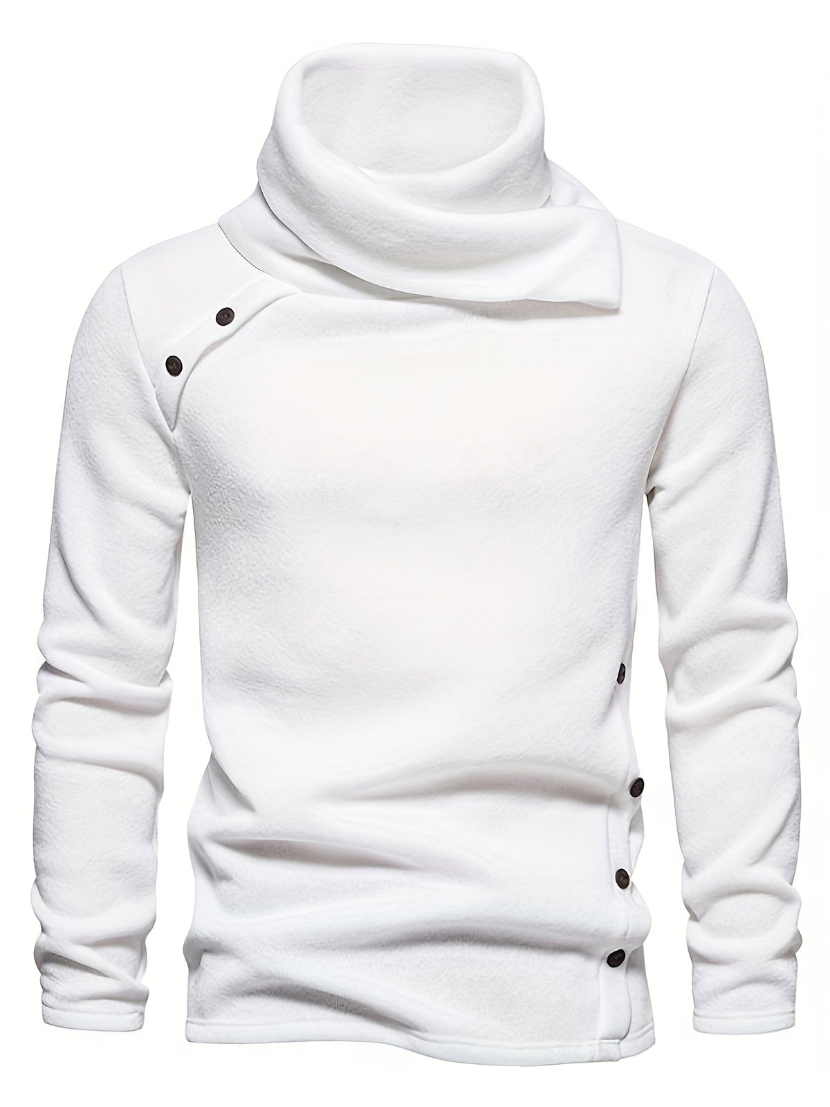 Women's Slouchy Collar Sweater with Button Accents