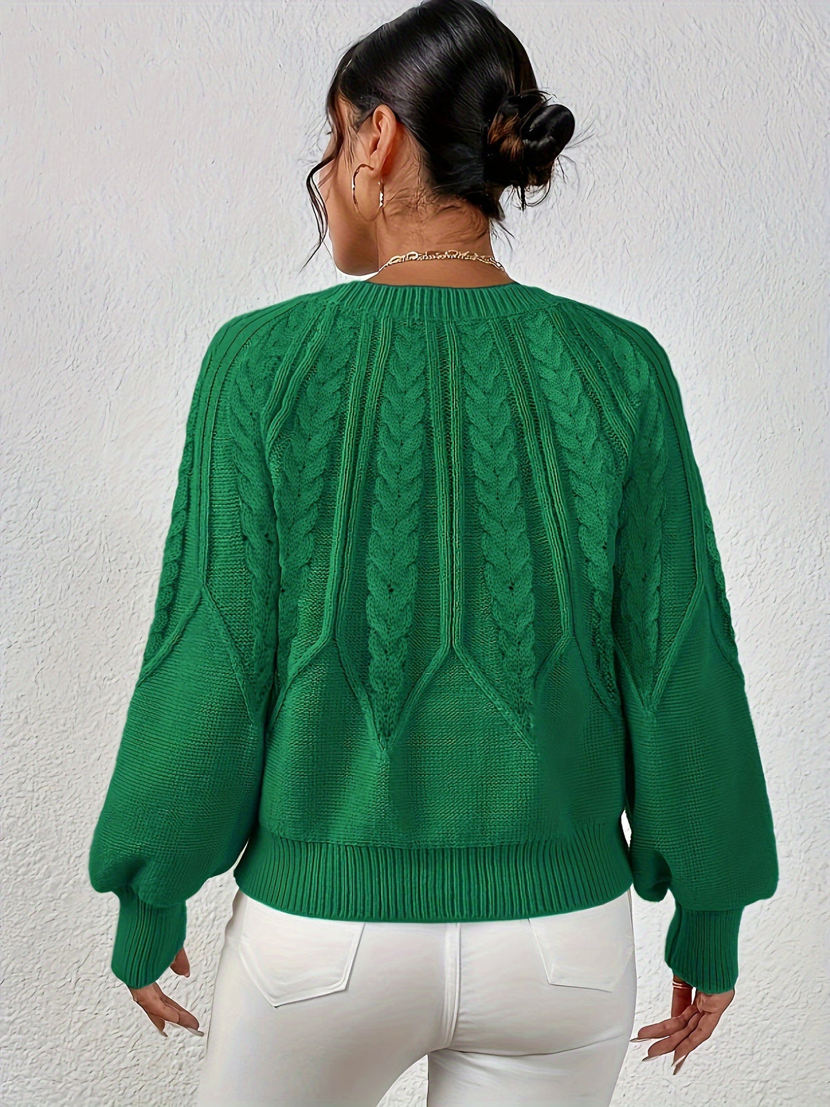 Women's Cable-Knit Lantern Sleeve Sweater