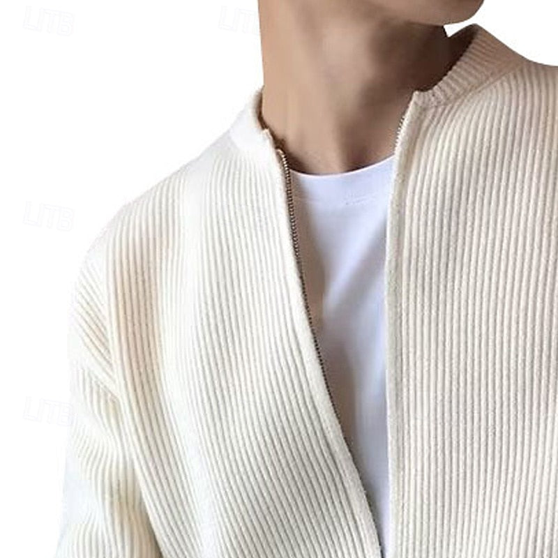 Men's Standing Collar Zip Cardigan