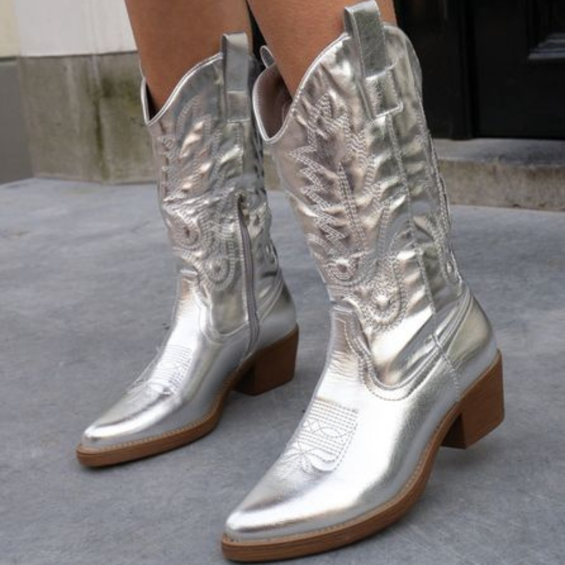 Women's Metallic Finish Western Cowboy Boots