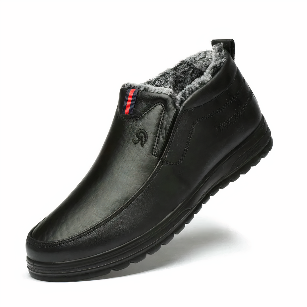 Men's Warm-Lined Slip-On Winter Ankle Boots - Black