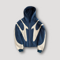 Men's Printed Zip-Up Hoodie - Blue