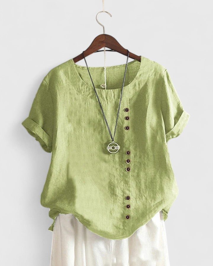 Women's Comfortable Short Sleeve Blouse - Mint Green