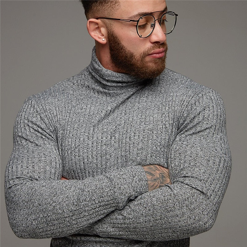 Men's Lightweight Ribbed Turtleneck Sweater