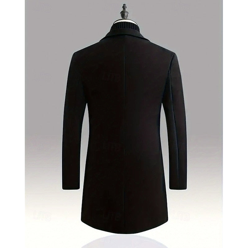 Men's Classic Long Overcoat with Roomy Pockets