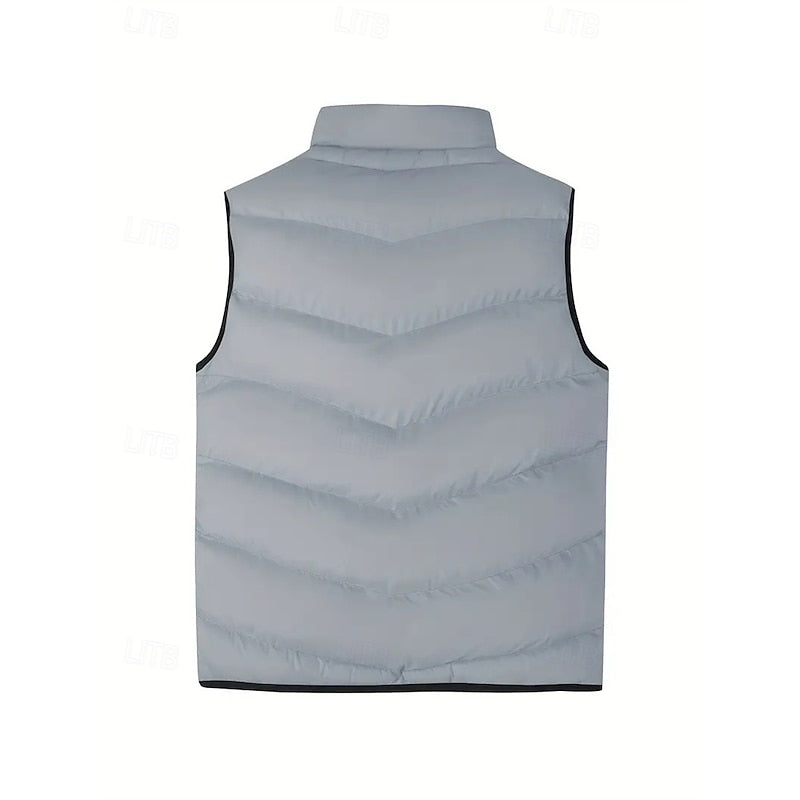 Men's Quilted Puffer Vest with Stand Collar