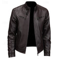 Women's Classic Standing-Collar Moto Jacket - Brown