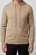 Men's Fine-Knit Drawstring Hooded Sweater - Khaki