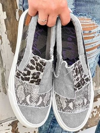 Women's Patchwork Slip-On Sneakers Low-Top Shoes for Casual Everyday Wear