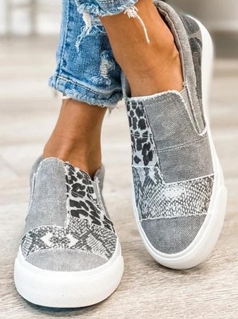 Women's Patchwork Slip-On Sneakers Low-Top Shoes for Casual Everyday Wear