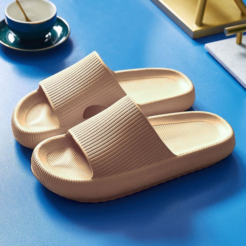 Women's Textured Strap Cushioned Slide Slippers - Cream