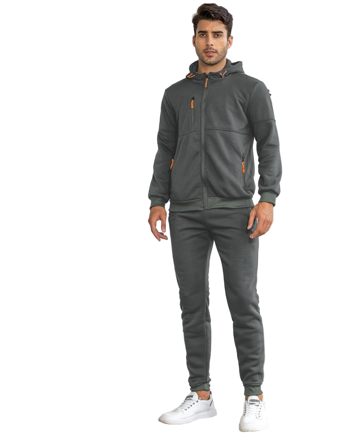 Men's Full-Zip Hooded Jacket and Jogger Tracksuit Set
